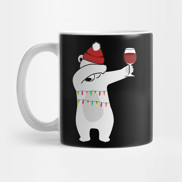 Dabbing Wine Drinking Polar Bear in Christmas Lights by blueavocado